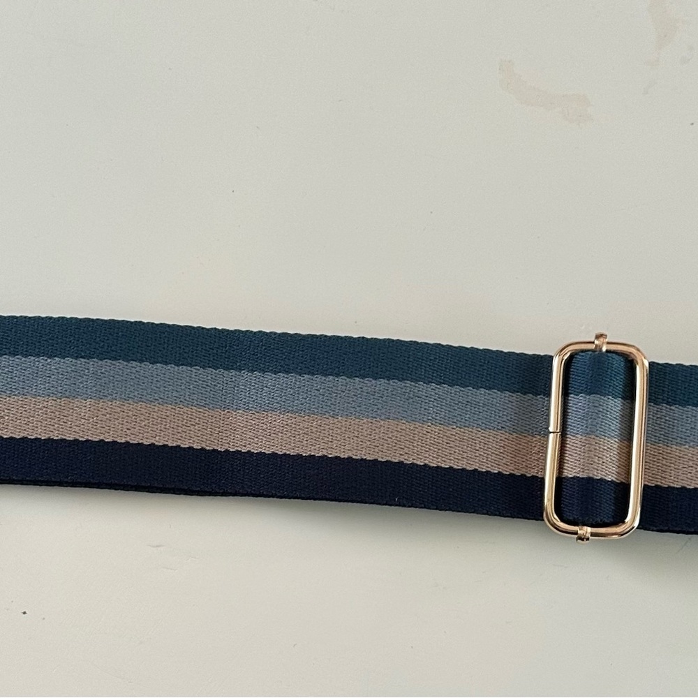 Boutique Creations adjustable purse strap black/taupe/med blue/dark blue